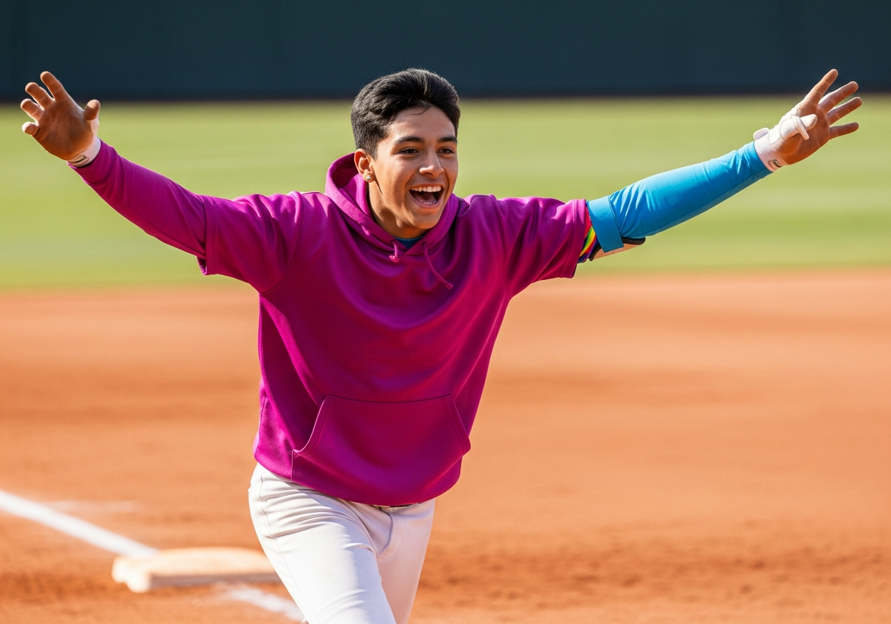 Youth player celebrating with excitement on the field