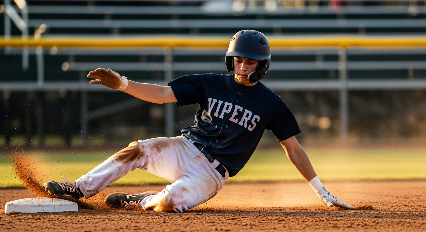 Young athlete sprinting with determination